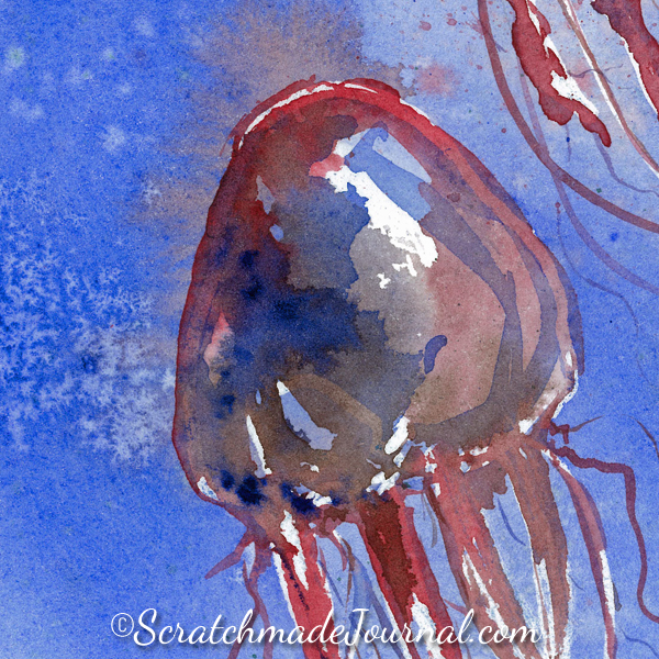 600x600 Going With The Flow Scratchmade Journal - Jellyfish Watercolor Painting