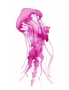 236x305 Green Jellyfish Watercolor Print - Jellyfish Watercolor Painting