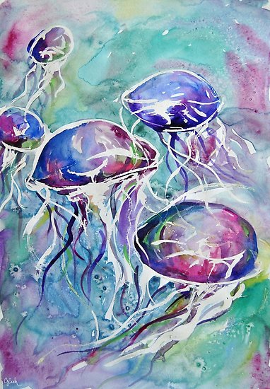 382x550 Jellyfish - Jellyfish Watercolor Painting