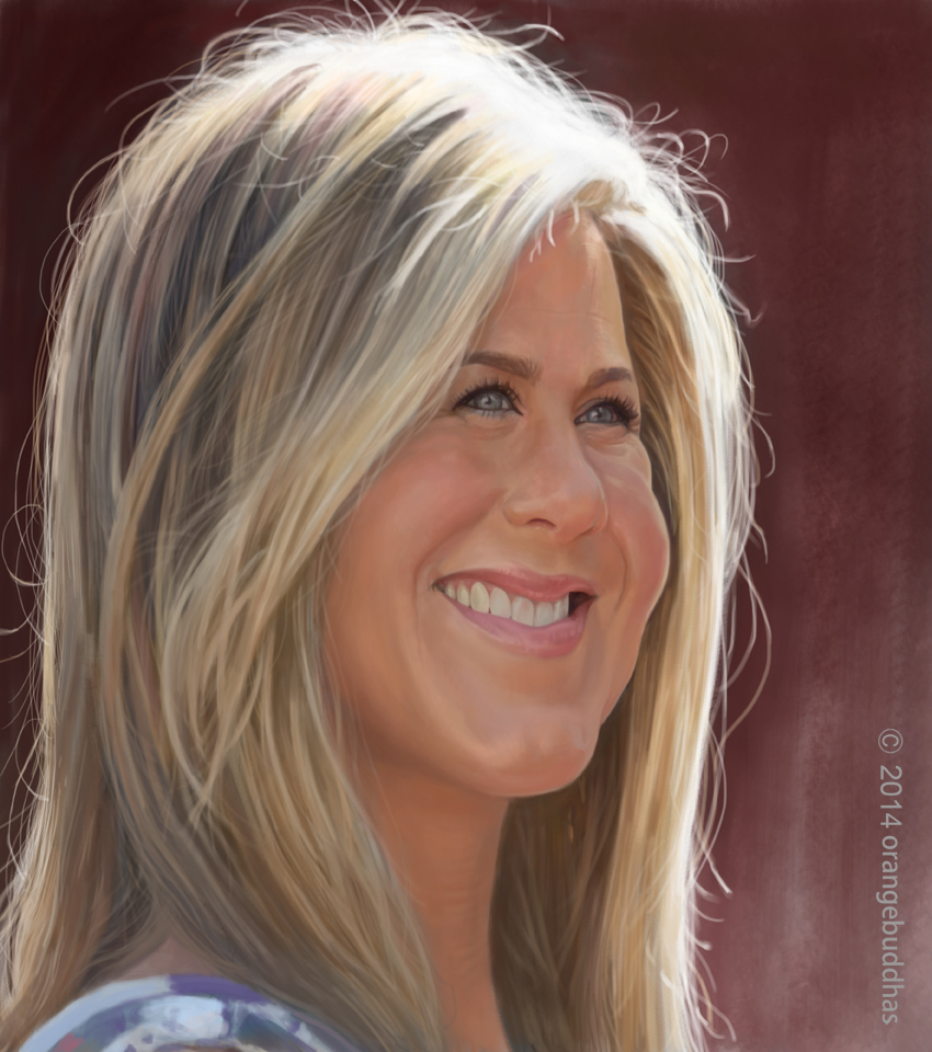 850x960 Jennifer Aniston Caricature Painting By Orange Buddhas - Jennifer Aniston Painting