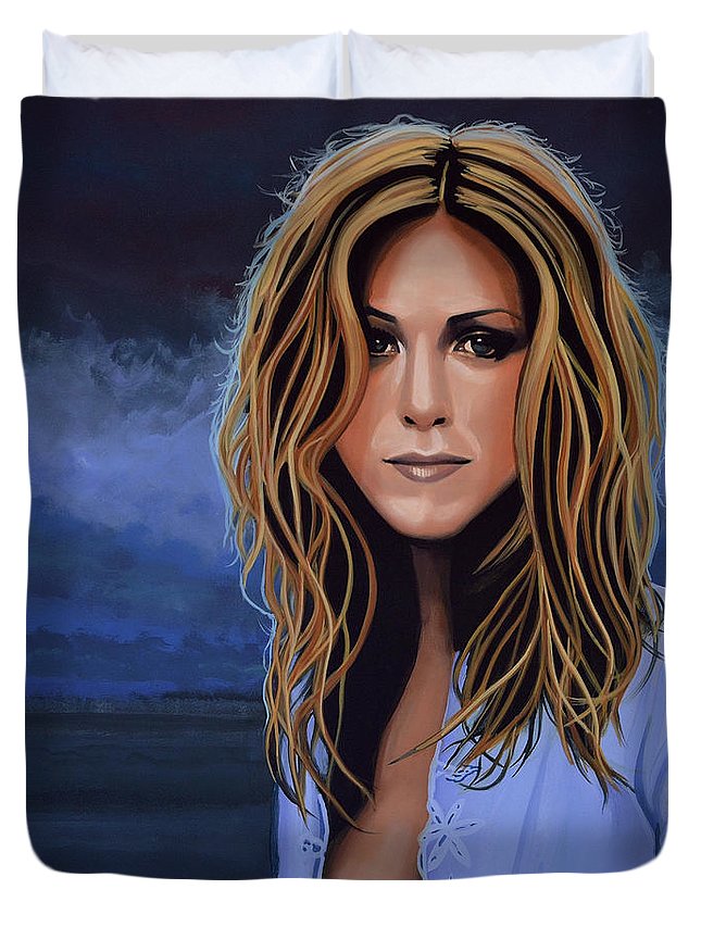 645x853 Jennifer Aniston Painting Duvet Cover For Sale By Paul Meijering - Jennifer Aniston Painting