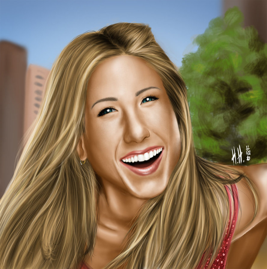 890x897 Jennifer Aniston Painting By Kikobr - Jennifer Aniston Painting