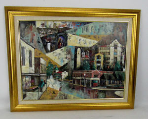 300x240 Mid Century Cityscape Acrylic Painting Bronxville Ny Artist Melvin - Jennings Painting