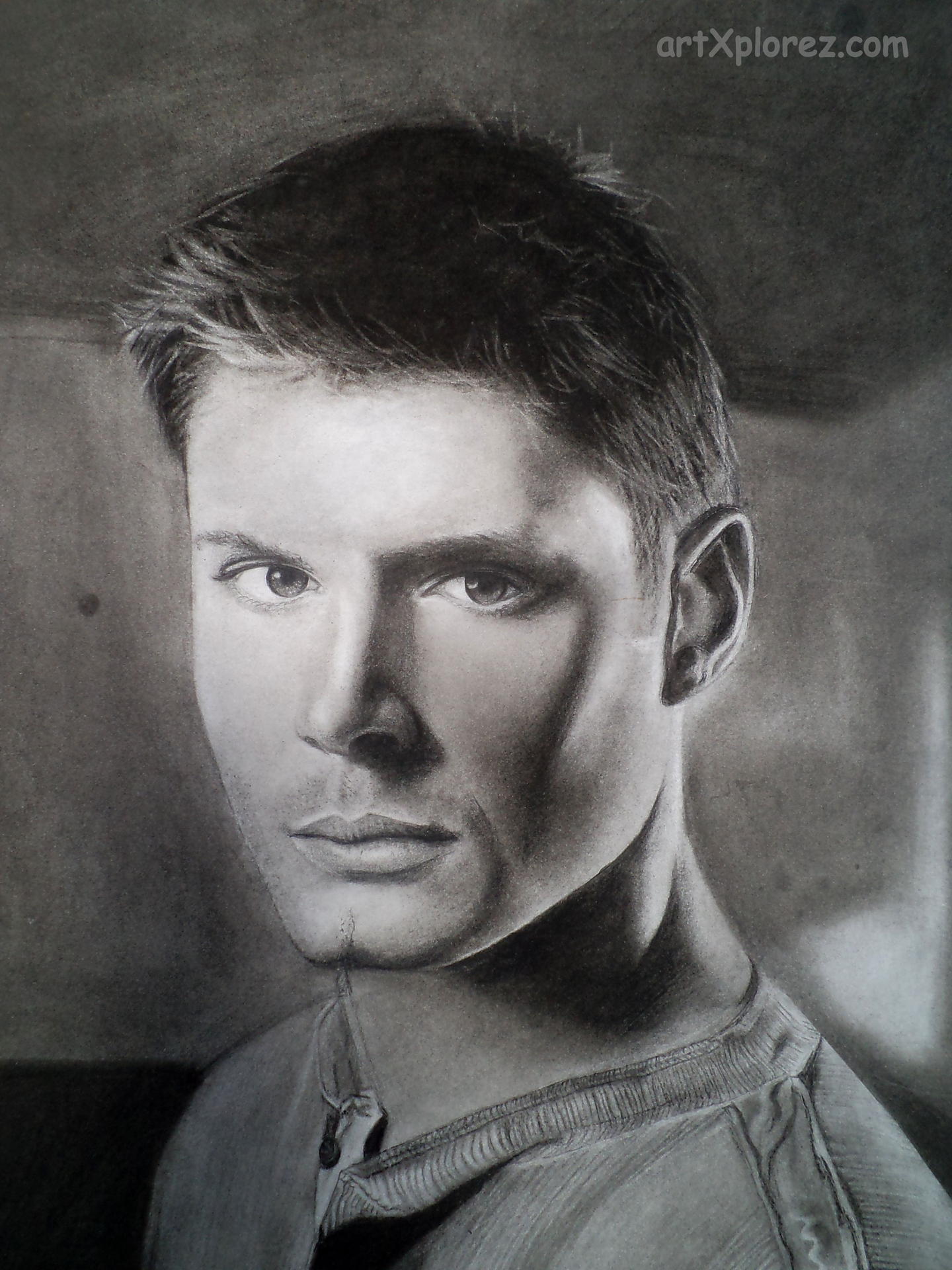 1440x1920 Jensen Ackles Charcoal Portrait Artxplorez - Jensen Ackles Painting