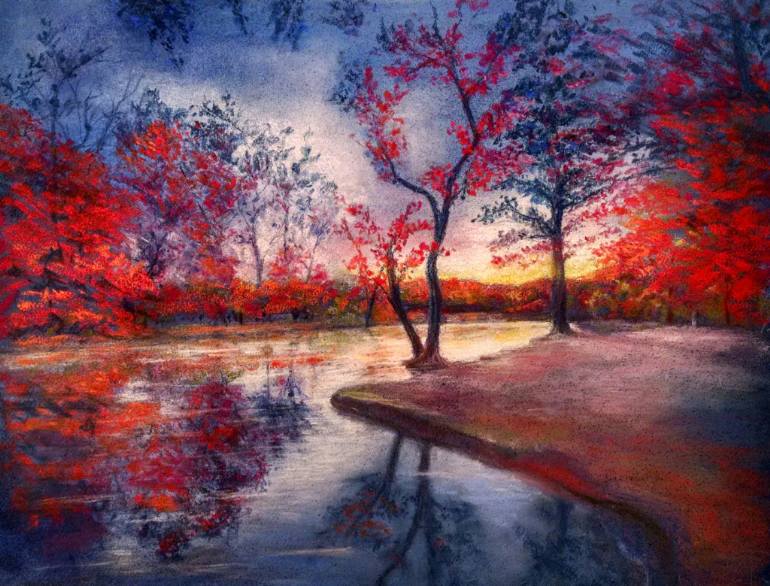 770x586 Saatchi Art Crimson Sunset Painting By Lori Jeremiah - Jeremiah Painting