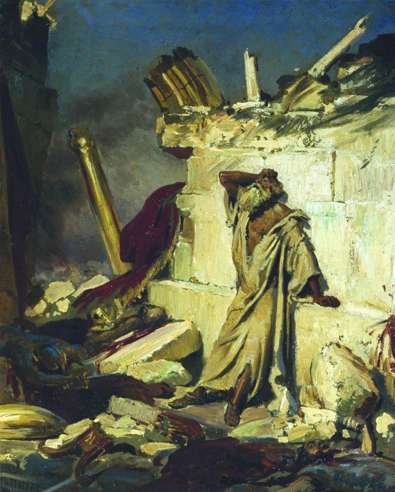 802x1000 Cry Of Prophet Jeremiah On The Ruins Of Jerusalem Painting Ilia - Jeremiah Painting