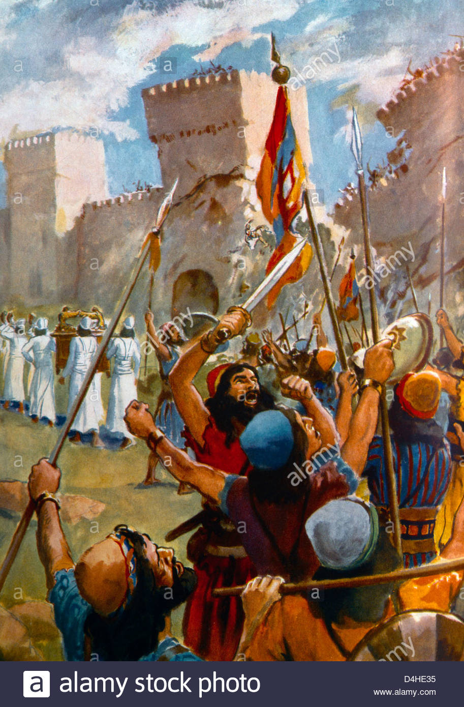 913x1390 Trumpets Sound The People Shout Amp The Walls Of Jericho Fall - Jericho Painting