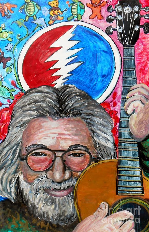 580x900 Jerry Garcia Fun Tribute Painting By Emily Michaud - Jerry Garcia Painting