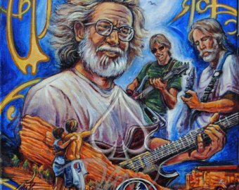 340x270 Jerry Garcia Portrait Grateful Dead Print Woodstock Hippie - Jerry Garcia Painting