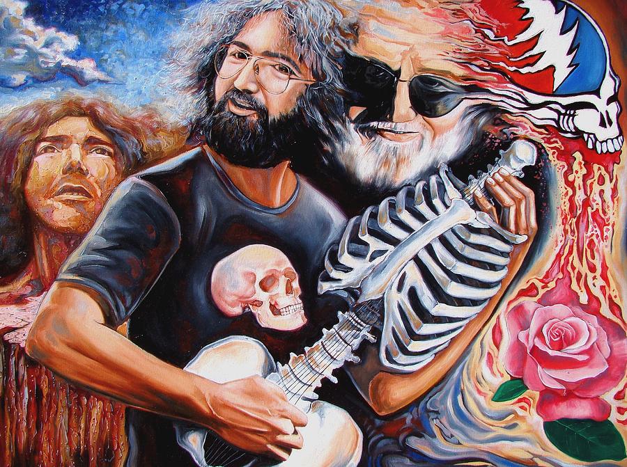 900x671 Jerry Garcia And The Grateful Dead Painting By Darwin Leon - Jerry Garcia Painting