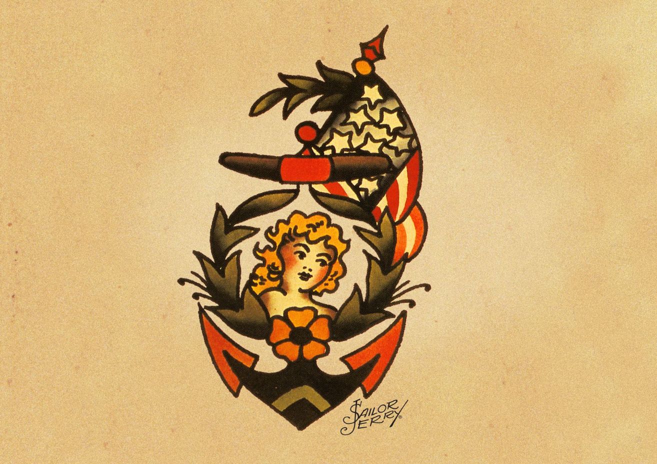 1314x928 Sailor Jerry Tattoo Art Print Poster Canvas. Sizes A1 A2 A3 - Jerrys Painting Poster