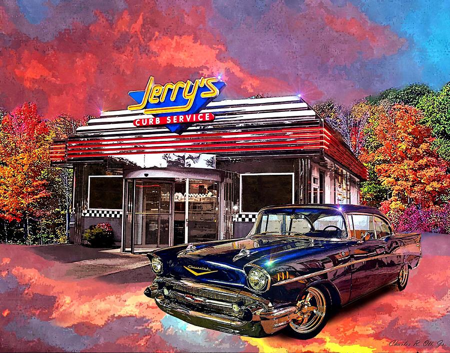 900x707 Jerry's Curb Service Painting By Charles Ott - Jerrys Painting Poster
