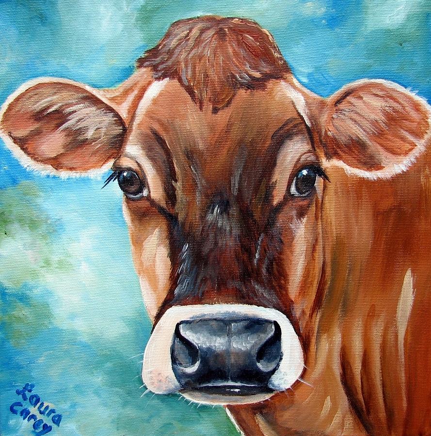 889x900 Jersey Girl Painting By Laura Carey - Jersey Cow Painting