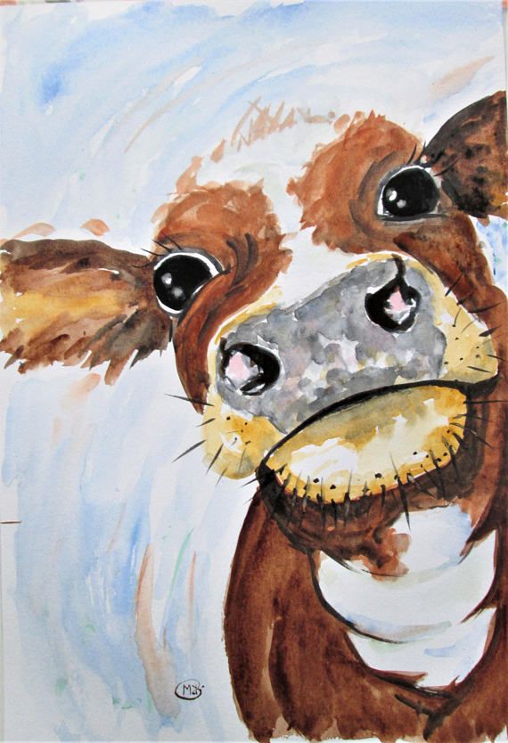 570x834 Original Cow Art. Jersey Cow Painting Livestock Farm Animal Cow - Jersey Cow Painting