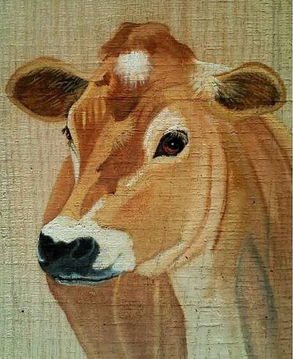571x700 Image Result For Paintings On Wood Painting Ideas - Jersey Cow Painting