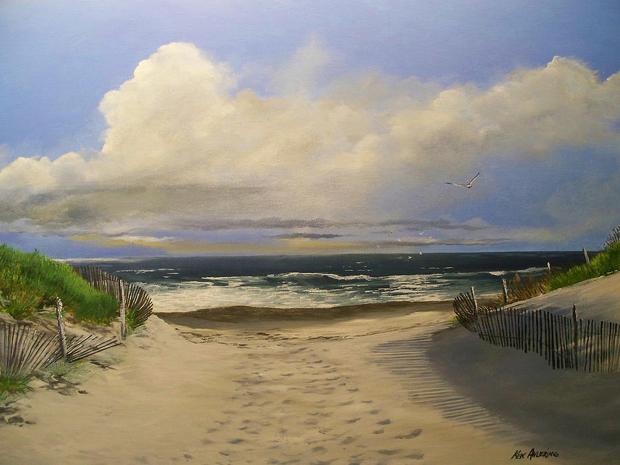 900x675 Mary's Beach Painting By Ken Ahlering - Jersey Shore Painting