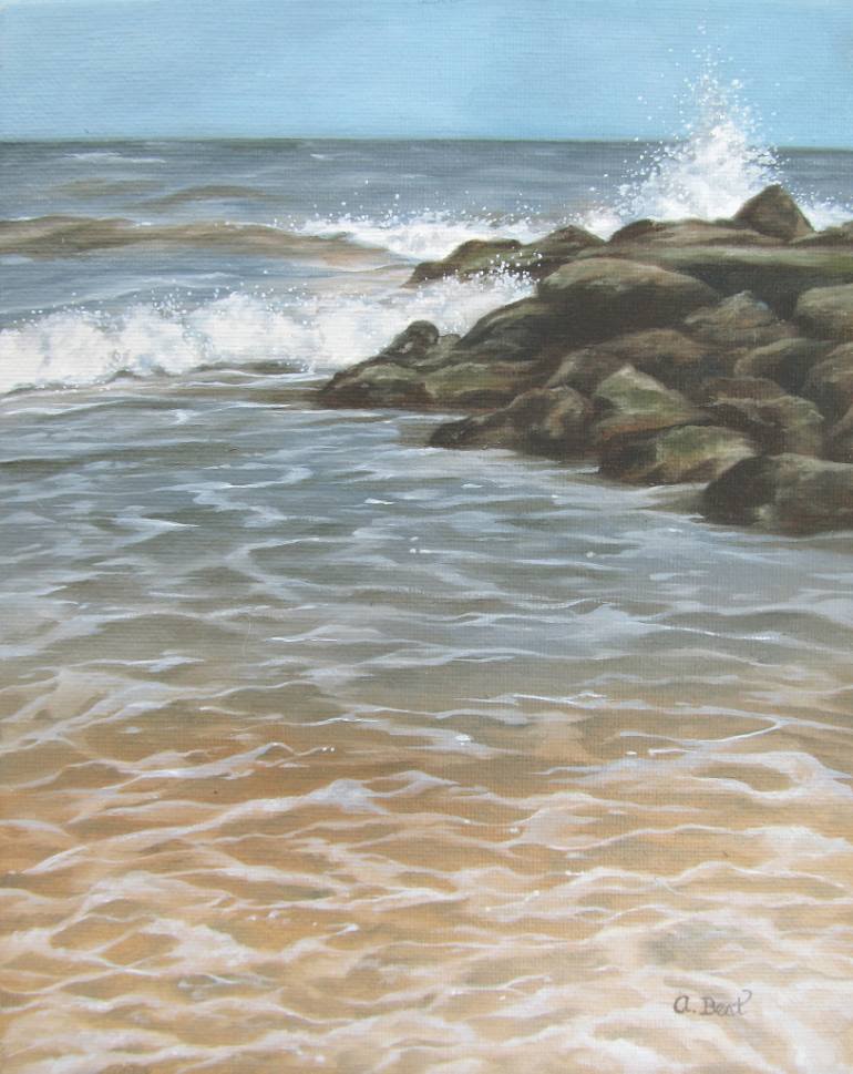 770x969 Saatchi Art Crashing Waves On The Jersey Shore Painting By - Jersey Shore Painting