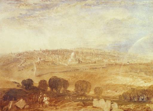 512x371 Jerusalem From The Mount Of Olives', Joseph Mallord William Turner - Jerusalem From The Mount Of Olives Painting
