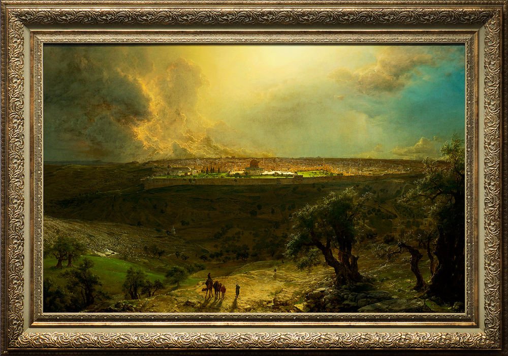 1000x701 Jerusalem From The Mount Of Olives (30x43 Framed Canvas Giclee - Jerusalem From The Mount Of Olives Painting