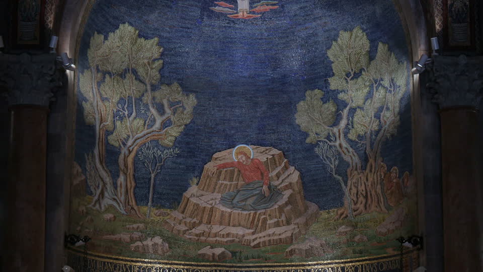 960x540 Church Of All Nations Jerusalem Israel 4k Stock Video 786 - Jerusalem From The Mount Of Olives Painting