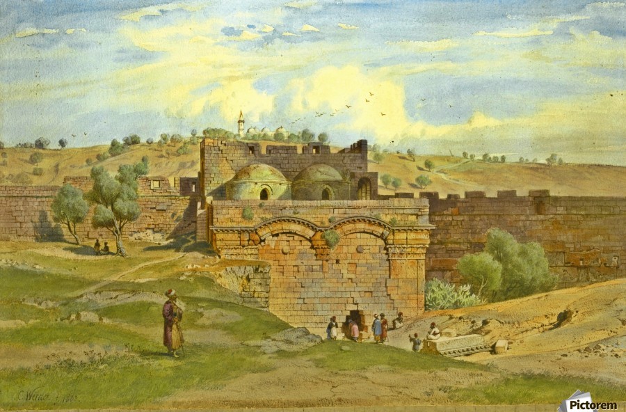 900x592 The Golden Gate, Jerusalem, The Mount Of Olives Beyond - Jerusalem From The Mount Of Olives Painting