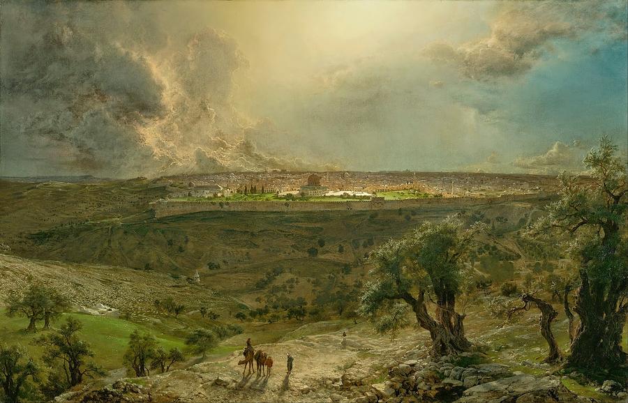 900x578 Jerusalem From The Mount Of Olives Painting By Edwin Church - Jerusalem From The Mount Of Olives Painting