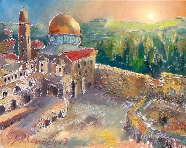 770x612 Saatchi Art Cityscape Israel Oil Painting 16 20, Original - Jerusalem Painting