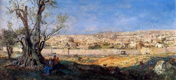600x272 View Of Jerusalem By Pierre Tetar Van Elven - Jerusalem Painting