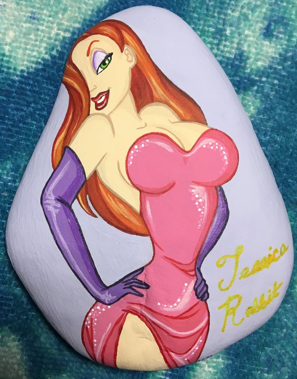 600x766 Painted Rock - Jessica Rabbit Painting