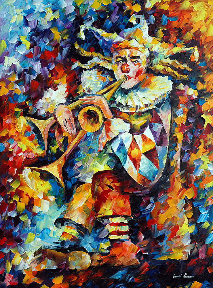 740x1000 Jester Palette Knife Oil Painting On Canvas By Leonid Afremov - Jester Painting