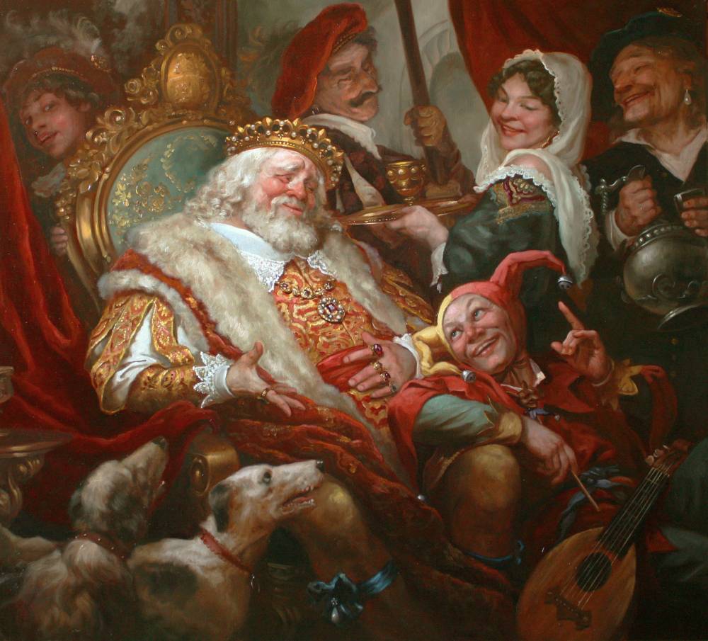 1000x905 Painting (Picture) The King And The Jester. Author Andrey Shishkin - Jester Painting