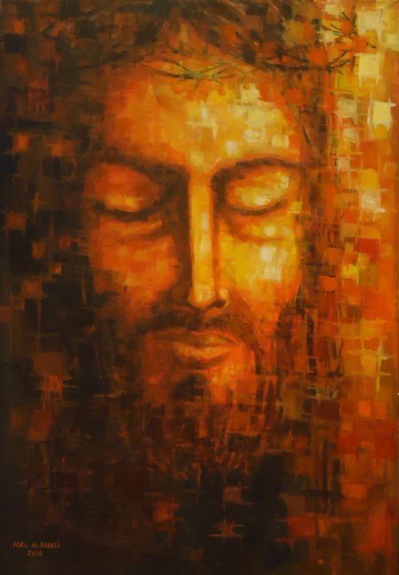 451x650 Christ The Last Contemplation (Adel Al Abbasi) - Jesus Abstract Painting