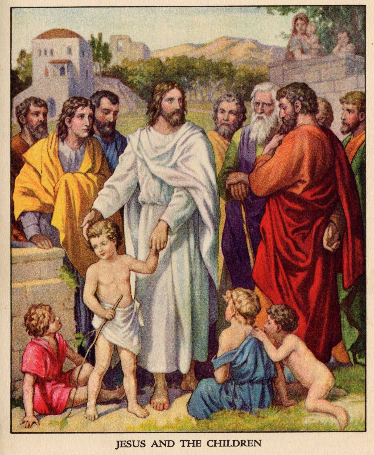 1587x1932 Jesus Christ Wallpaper Set 12 Jesus With Children - Jesus And Child Painting