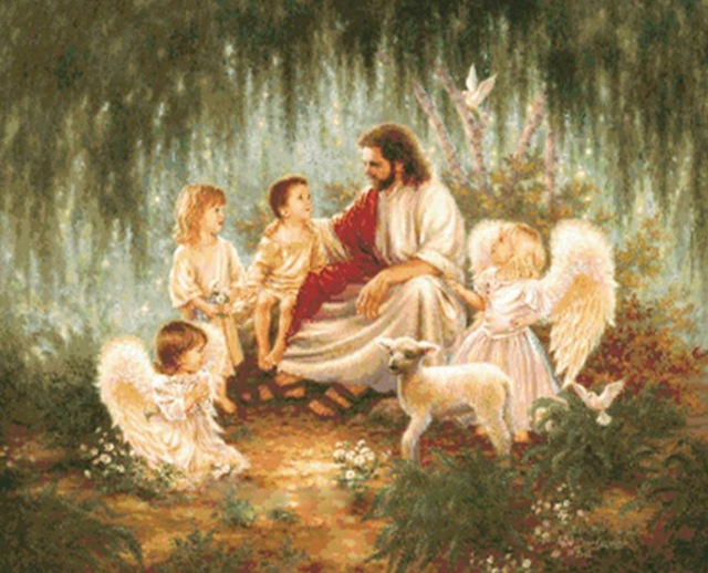 640x518 5d Diy Diamond Painting Cross Stitch, Religious, Jesus And Little - Jesus And Child Painting