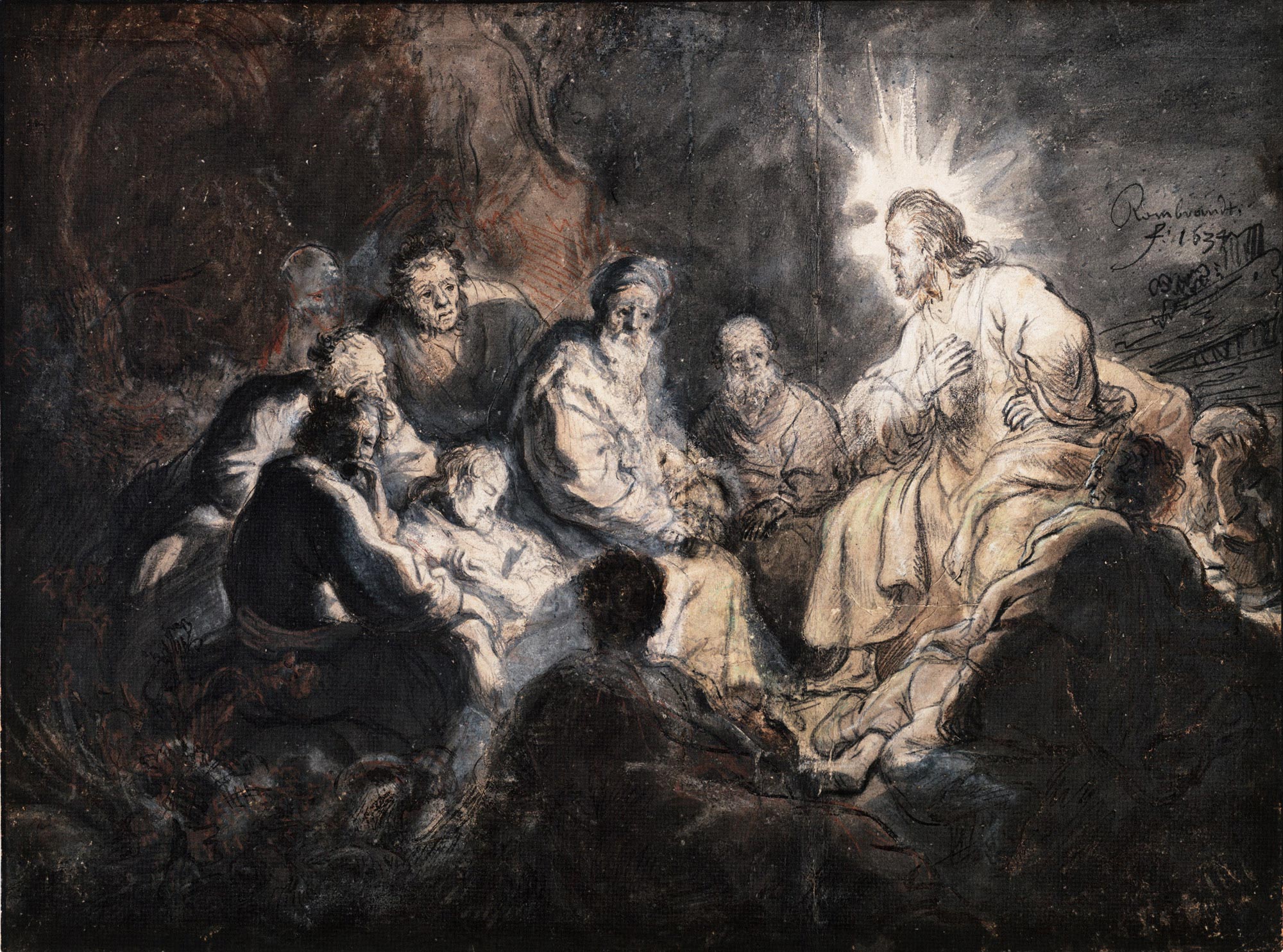2000x1484 Rembrandt Jesus And His Disciples - Jesus And Disciples Painting