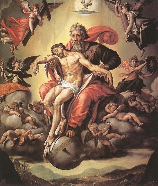 544x640 I Am, The Word, And The Comforter Trinity Jesus, God Holy Spirit - Jesus And God Painting