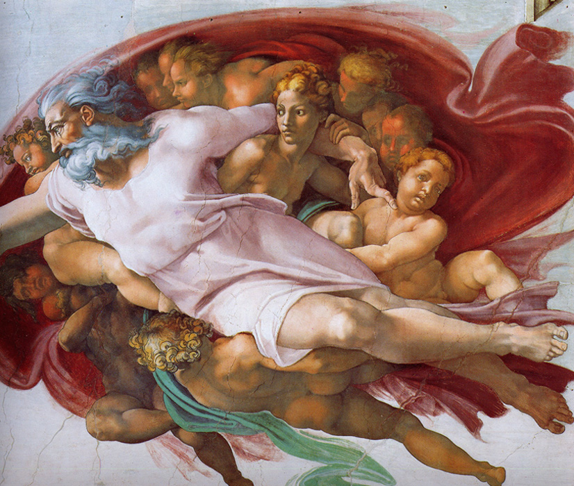 826x700 God The Father - Jesus And God Touching Fingers Painting