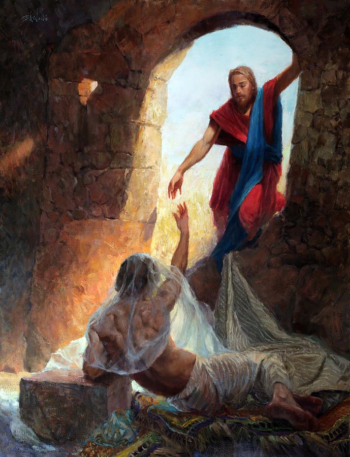 689x900 Raising Lazarus By Eric Wallis The Luminous Mysteries - Jesus And Lazarus Painting