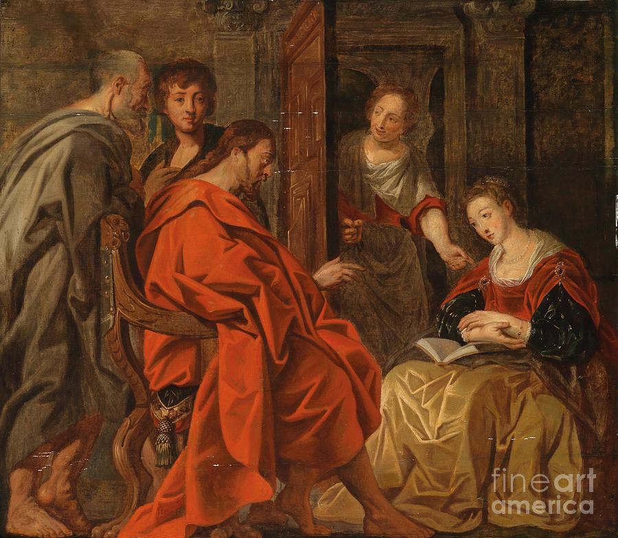 900x783 Christ In The House Of Mary Martha And Lazarus Painting By Circle - Jesus And Lazarus Painting