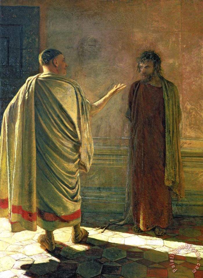 700x960 What Is Truth Christ And Pilate Painting By Nikolai Nikolaevich Ge. - Jesus And Pilate Painting