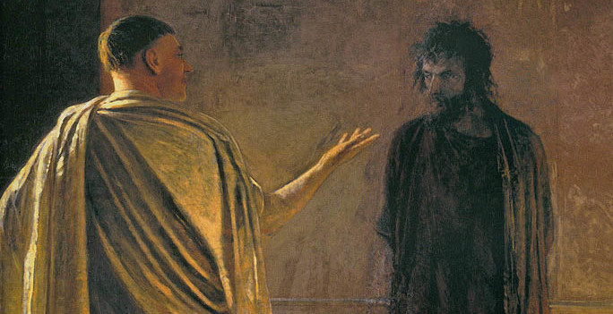 684x351 Who Overheard Jesus And Pilate Ratio Christi - Jesus And Pilate Painting