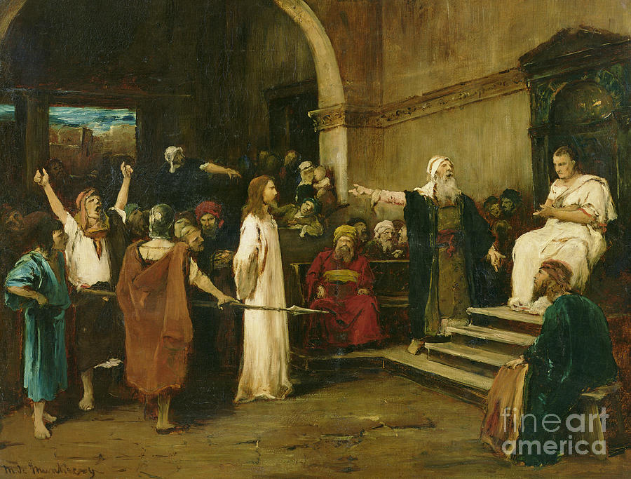900x683 Christ Before Pilate Painting By Mihaly Munkacsy - Jesus And Pilate Painting
