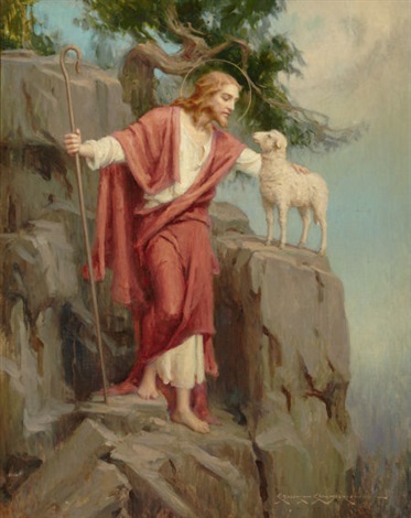 Jesus And The Lost Sheep Painting at PaintingValley.com | Explore ...