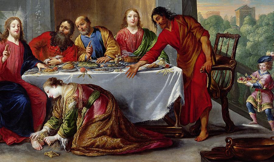 900x532 Christ In The House Of Simon The Pharisee Painting By Claude Vignon - Jesus And The Pharisees Painting