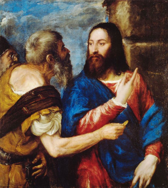 670x752 Epph Titian's The Tribute Money (1560 8) - Jesus And The Pharisees Painting