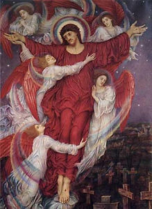 219x300 Art Oil Painting The Red Cross - Jesus Ascension Painting