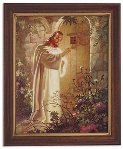 248x300 Jesus Knocking At Door Print In Woodtone Frame Christian Art By - Jesus At The Door Painting