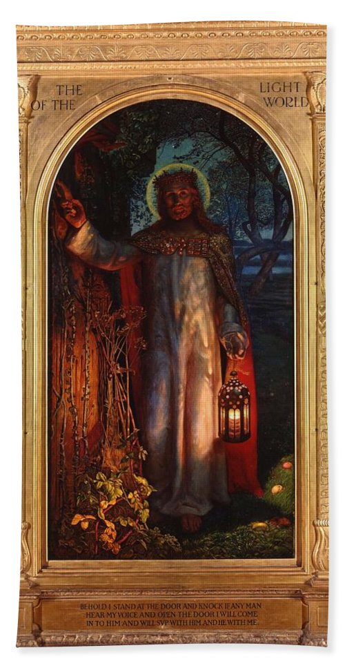 500x967 Jesus The Light Of The World Beach Sheet For Sale By Philip Ralley - Jesus At The Door Painting