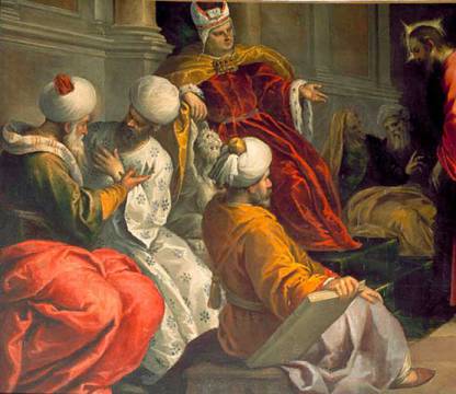 416x360 Jacopo Palma Il Giovane - Jesus Before Caiaphas Painting