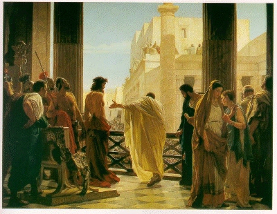 400x310 Jesusimages - Jesus Before Caiaphas Painting
